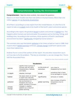 cover image of Grade 5 English: Comprehension - Environment